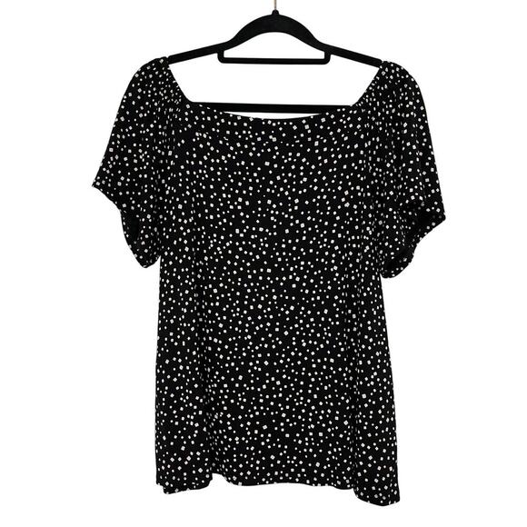 Jjill Wearever Collection Off Shoulder Dot Blouse Black White Size Medium Petite - Picture 1 of 7